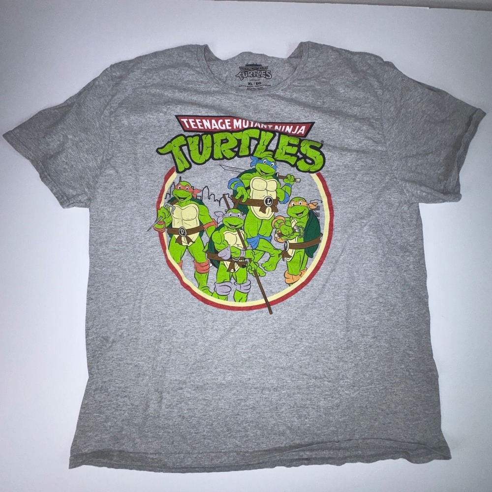 Nickelodeon Teenage Mutant Ninja Turtles TMNT Graphic T-Shirt XL Gray Mens